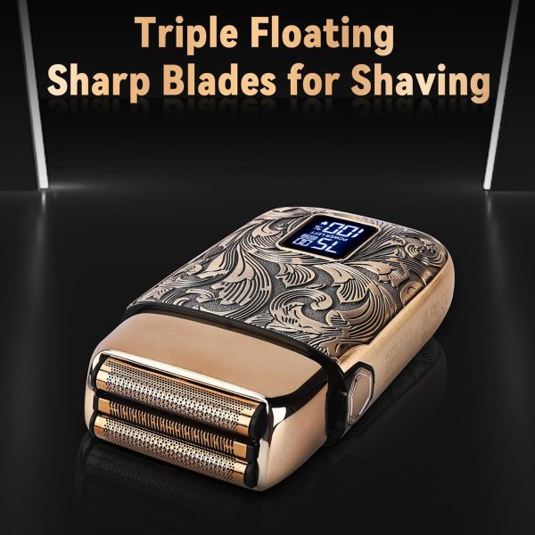 Ufree Close Shave Electric Foil Shavers for Men, 3-Speed Electric Razor, Bald Head Shavers, Face Shaving Beard Trimmer with LCD Display, Gifts for Men - Image 2