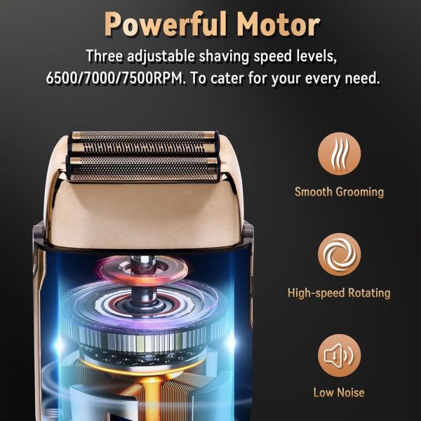 Ufree Close Shave Electric Foil Shavers for Men, 3-Speed Electric Razor, Bald Head Shavers, Face Shaving Beard Trimmer with LCD Display, Gifts for Men - Image 5