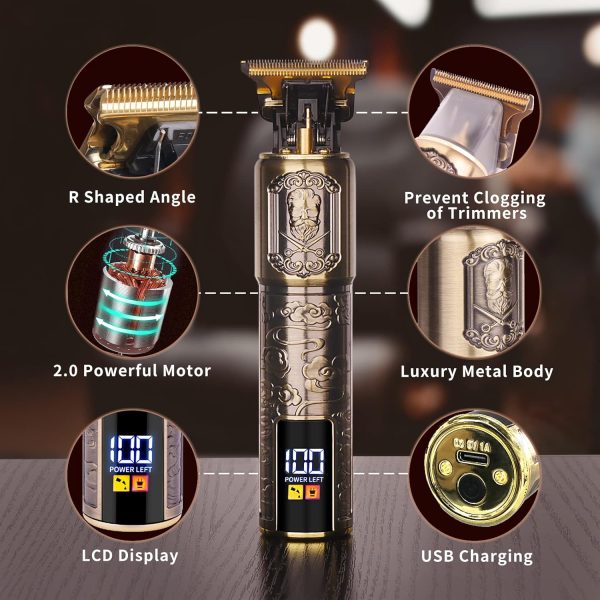 Ufree Professional Beard Trimmer for Men, Zero Gapped T-Blade Hair Clipper & Mustache Trimmer Kit with LCD Display, Precision Edgers for Haircut & Grooming, Barber-Grade Electric Shaver, Gifts for Men - Image 4