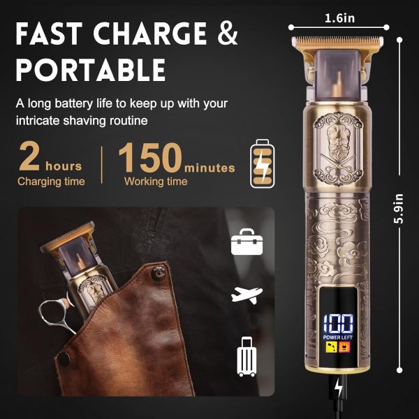 Ufree Professional Beard Trimmer for Men, Zero Gapped T-Blade Hair Clipper & Mustache Trimmer Kit with LCD Display, Precision Edgers for Haircut & Grooming, Barber-Grade Electric Shaver, Gifts for Men - Image 6