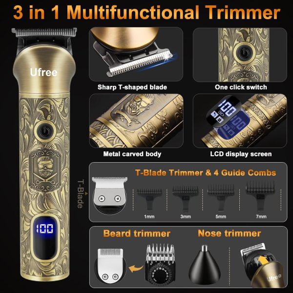 Ufree Beard Trimmer, Hair Clippers Mens Shaver Electric Razor, Hair Trimmer for Men Cordless Barber Clippers and Trimmers Set, Hair Cutting Kit for Men Grooming Gifts - Image 6