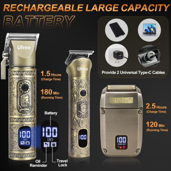 Ufree Beard Trimmer, Hair Clippers Mens Shaver Electric Razor, Hair Trimmer for Men Cordless Barber Clippers and Trimmers Set, Hair Cutting Kit for Men Grooming Gifts - Image 7