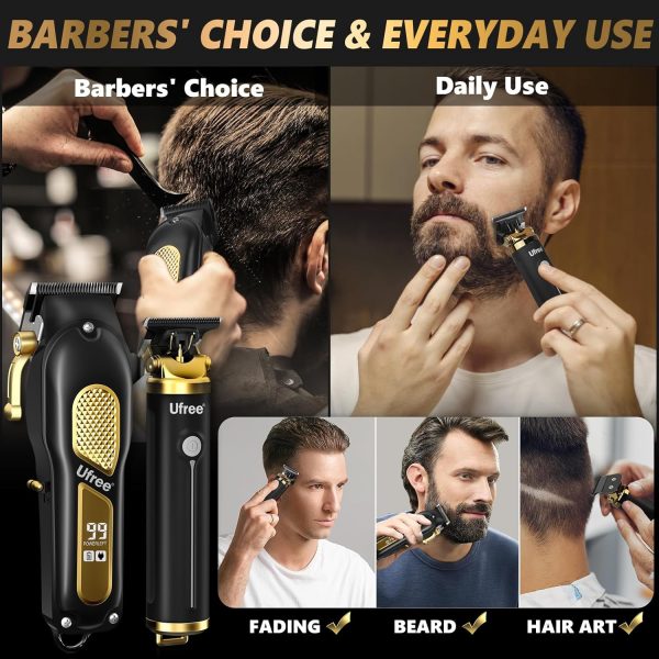 Ufree Hair Clippers for Men, Professional Clippers and Trimmers Set, Cordless Clippers for Hair Cutting, Beard Trimmer, Barber Clippers, Rechargeable Electric Shaver, Gifts for Men - Image 2