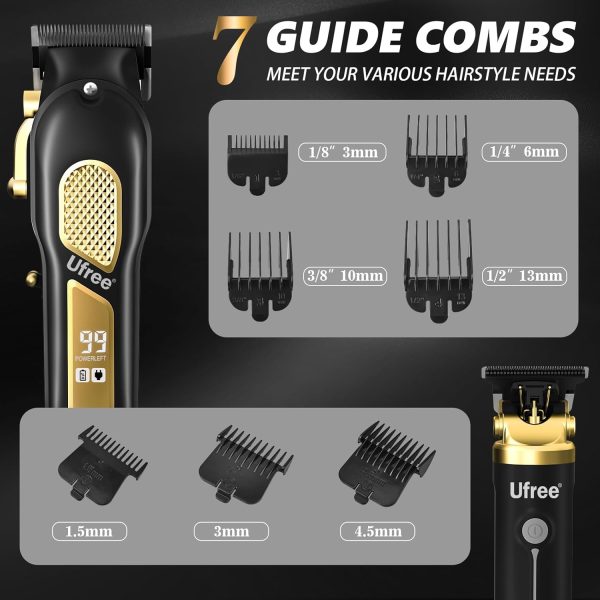Ufree Hair Clippers for Men, Professional Clippers and Trimmers Set, Cordless Clippers for Hair Cutting, Beard Trimmer, Barber Clippers, Rechargeable Electric Shaver, Gifts for Men - Image 6