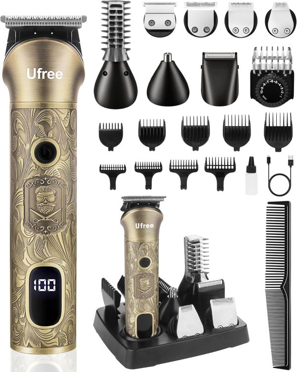 Ufree Beard Trimmer for Men, Electric Razor Shavers, Cordless Hair Clippers, Shaving Kit for Mustache, Body, Nose, Ear and Face,7 in 1 Beard Grooming Kit, Birthday Gifts for Men Father Dad