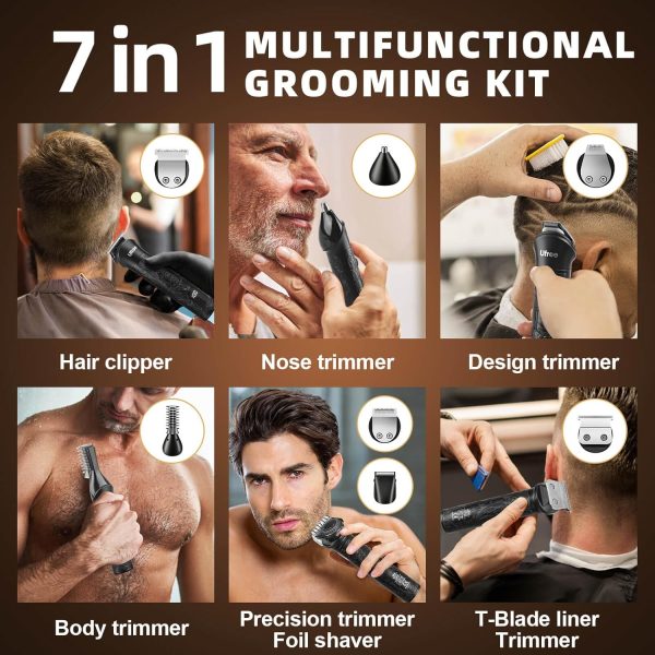 Ufree Beard Trimmer for Men, Electric Razor Shavers, Cordless Hair Clippers, Shaving Kit for Mustache, Body, Nose, Ear and Face,7 in 1 Beard Grooming Kit, Birthday Gifts for Men Father Dad - Image 10